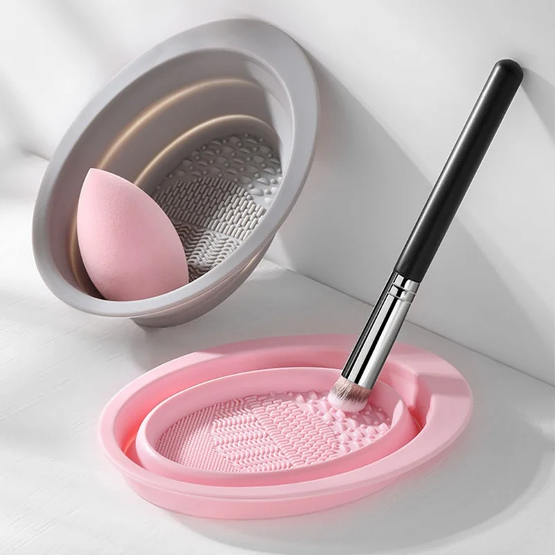 Beauty Makeup Tools Use - Foldable Silicone Makeup Brush Cleaner Bowl