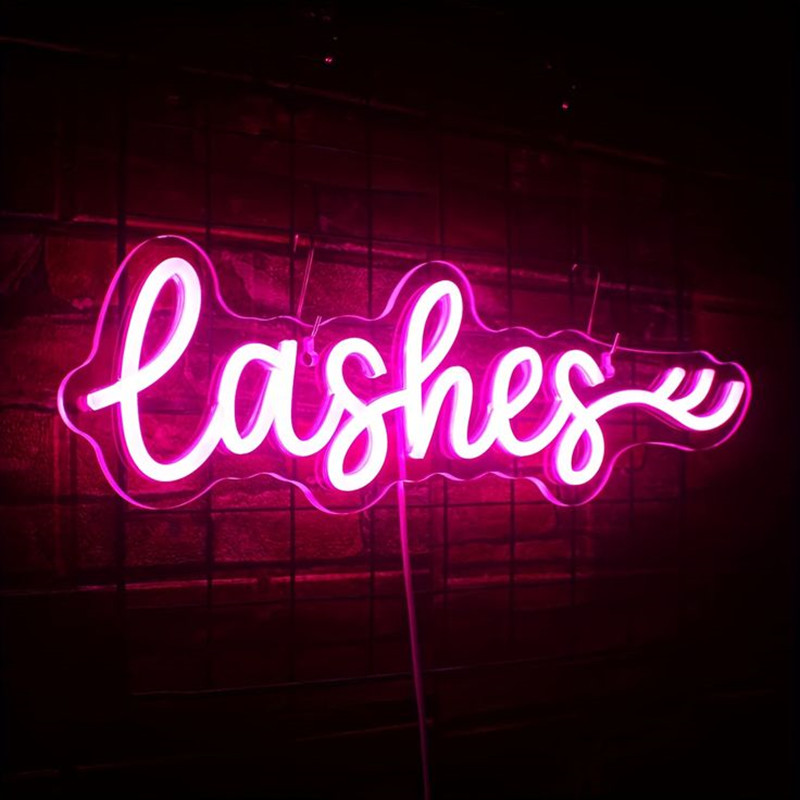 Beauty Makeup Studio - Pink LED Lashes Neon Sign Wall