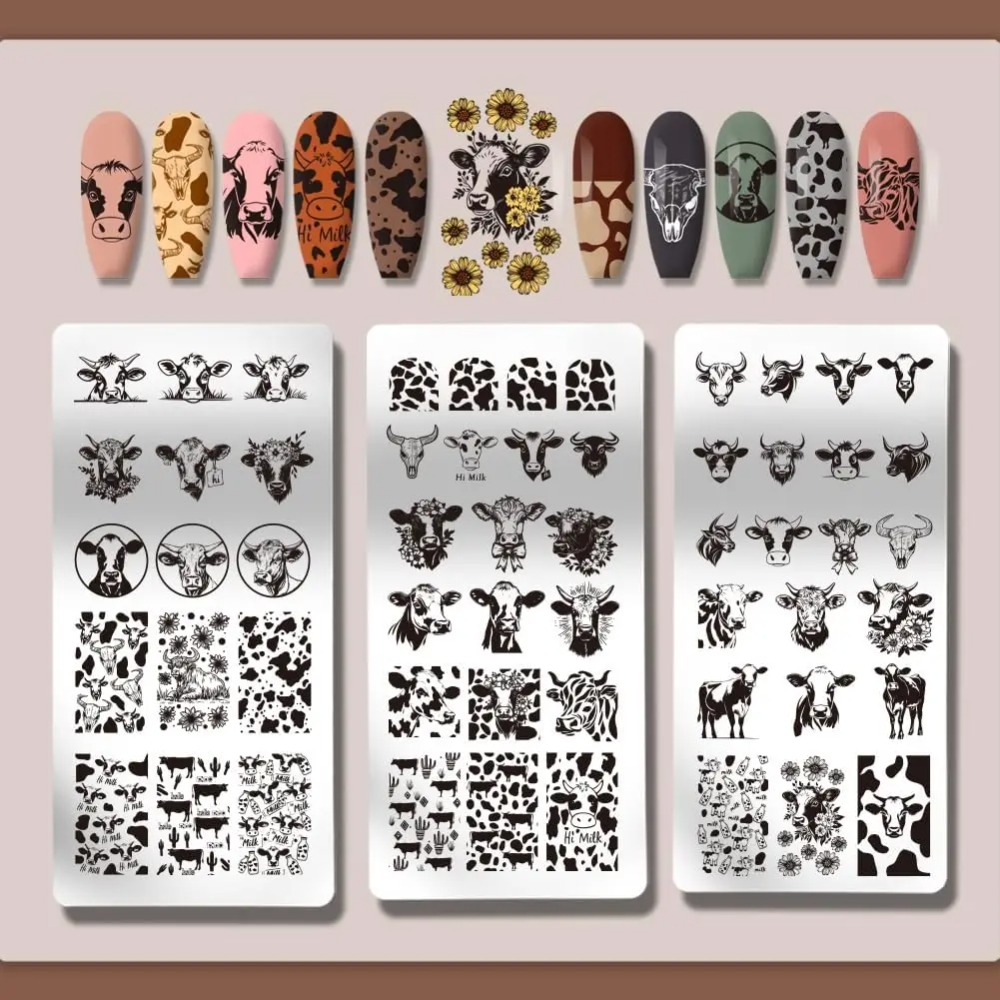 3pcs Cow-Theme Nail Stamping P - đánh giá và giá Nail Art Stamping Kit