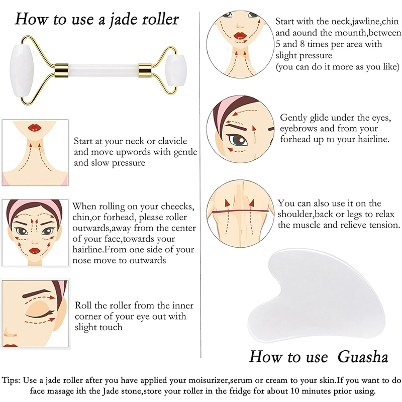 Natural Jade Roller Face Gua S - đánh giá và giá Face Massager