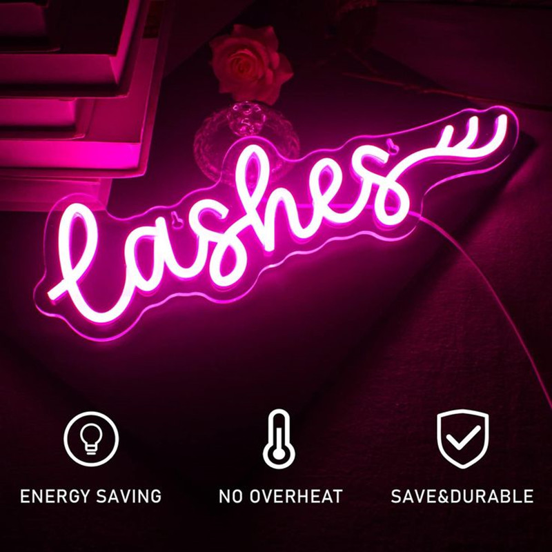 Pink LED Lashes Neon Sign Wall - đánh giá và giá Beauty Makeup Studio
