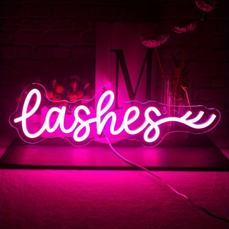 Pink LED Lashes Neon Sign Wall - đánh giá và giá Beauty Makeup Studio