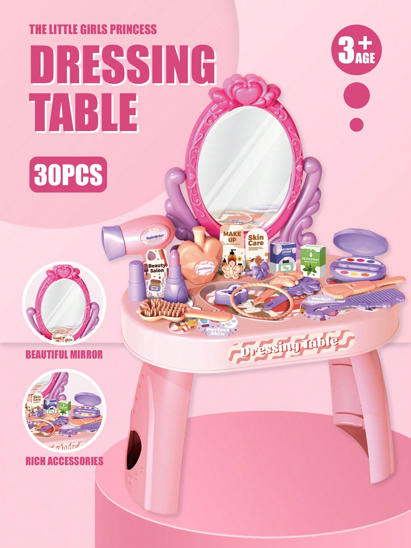 Kids Princess Vanity Dressing  - đánh giá và giá Beauty Makeup Kit For Kids