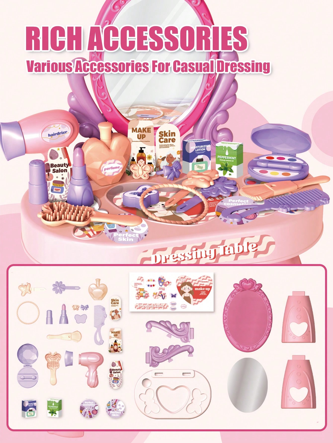 Kids Princess Vanity Dressing  - đánh giá và giá Beauty Makeup Kit For Kids