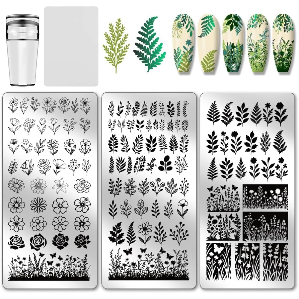 3pcs Flower Leaf Nail Stamping - đánh giá và giá Nail Art Stamping Kit