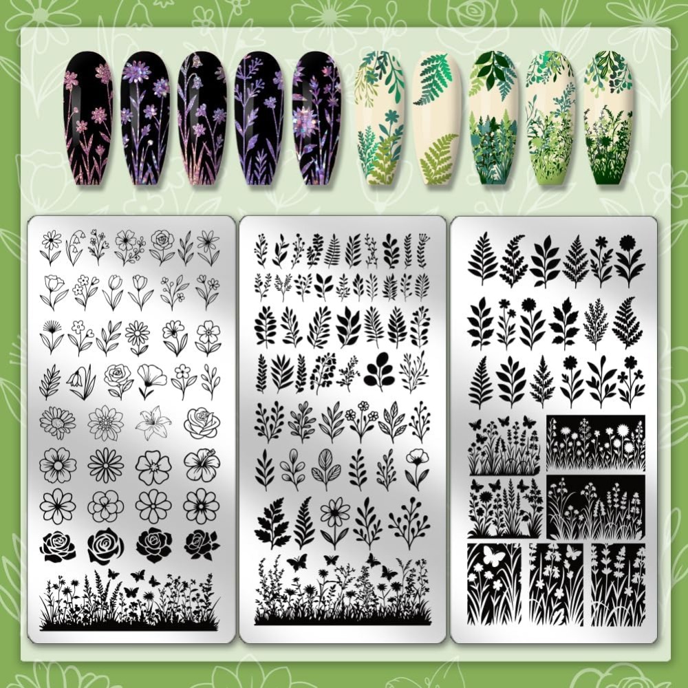 3pcs Flower Leaf Nail Stamping - đánh giá và giá Nail Art Stamping Kit