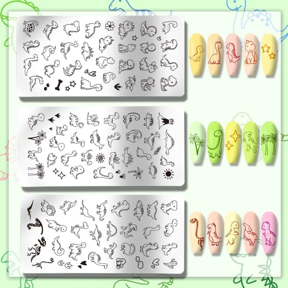 3pcs Dinosaur Nail Stamping Pl - đánh giá và giá Nail Art Stamping Kit