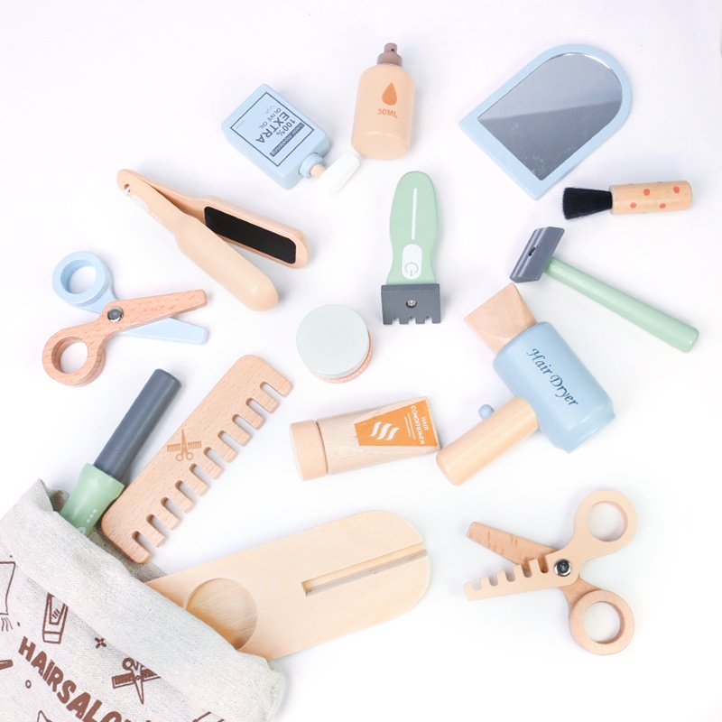 Wooden Pretend Hairdressing Ma - đánh giá và giá Beauty Makeup Kit For Kids
