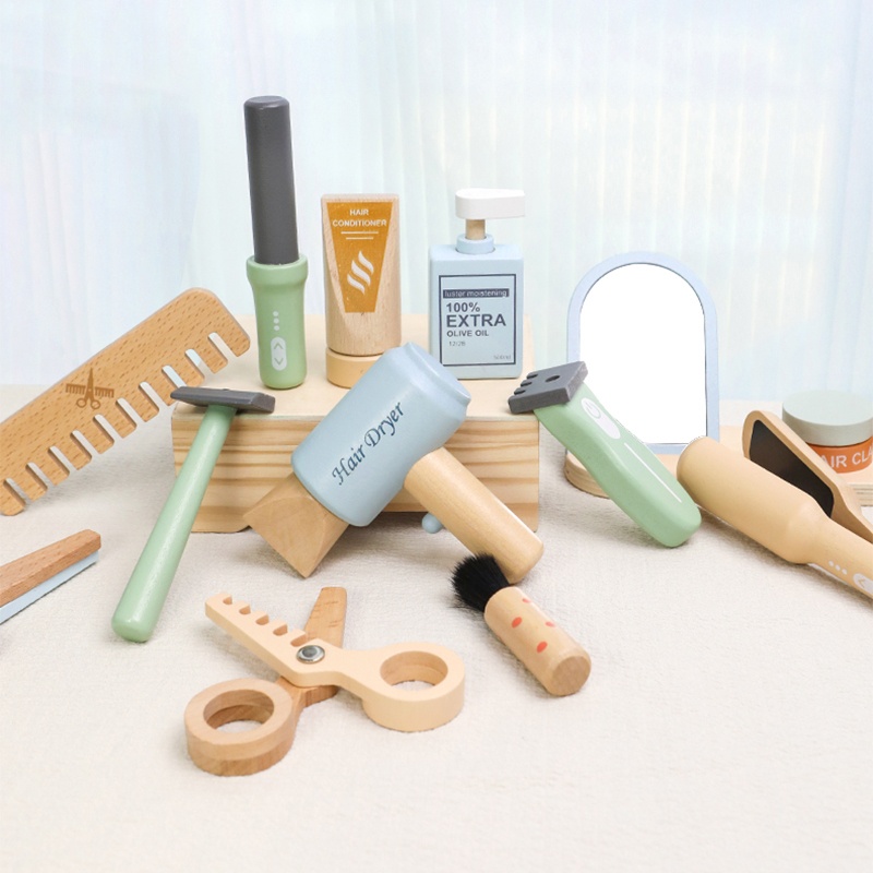 Wooden Pretend Hairdressing Ma - đánh giá và giá Beauty Makeup Kit For Kids